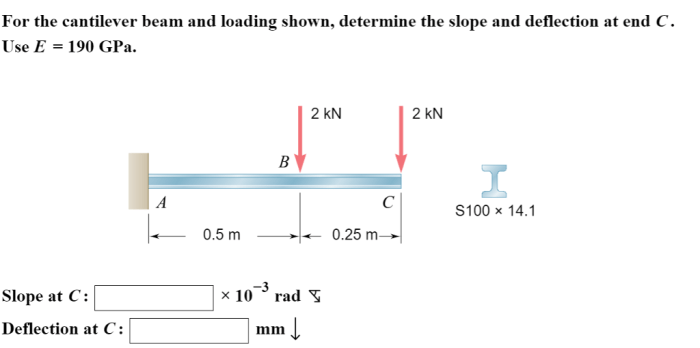 Beam cantilever loading slope ft shown kip deflection solved determine use point transcribed problem text been show has